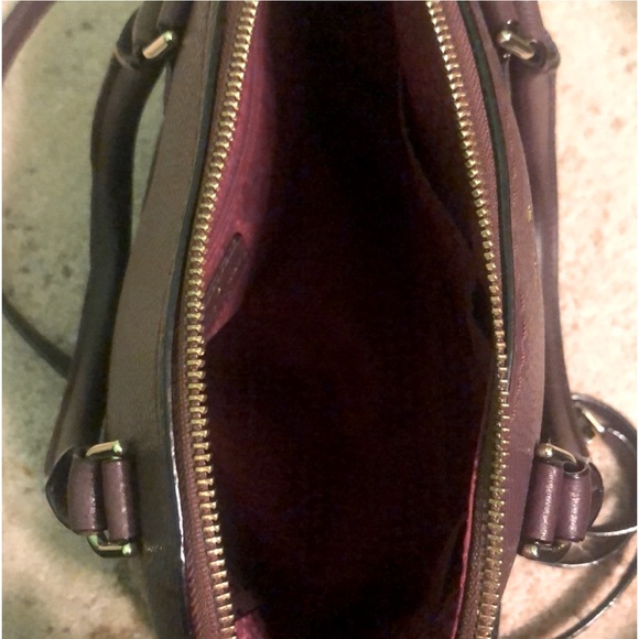 ♠️ Kate Spade Pebbled Leather McCall Street Carli Plum Doom Satchel with Tassel - Picture 13 of 16